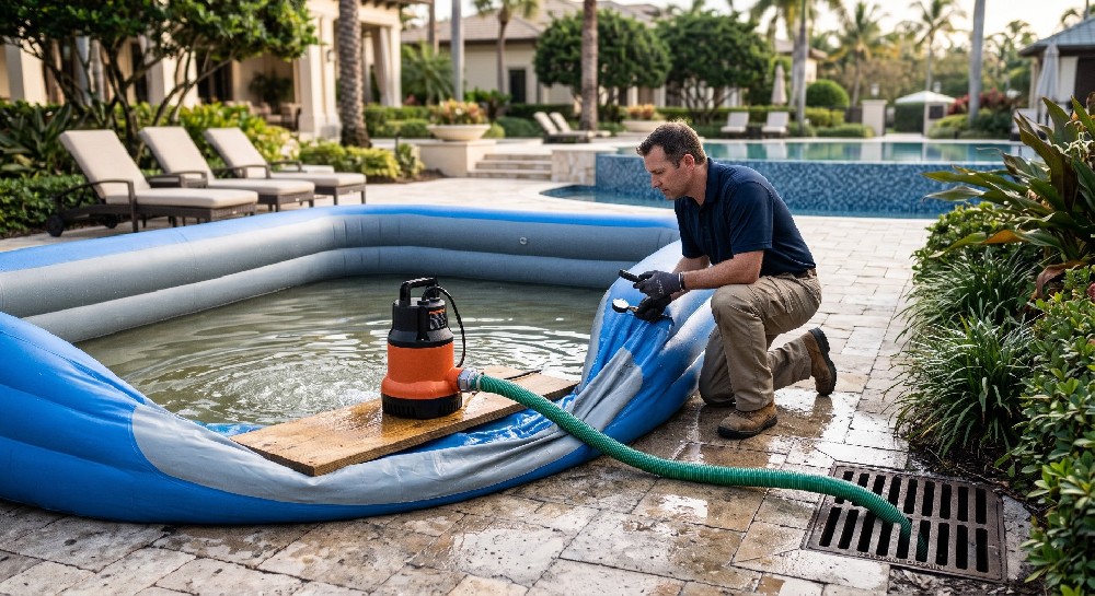 Draining a Backyard Inflatable Pool: Hydrostatic Load, Pump Capacity, and Disposal Logistics
